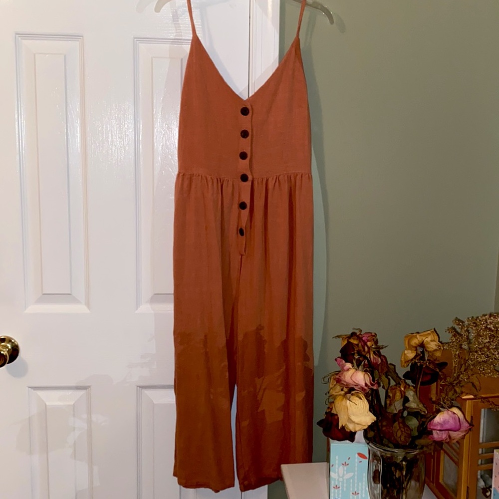 Spaghetti strap flare capris romper